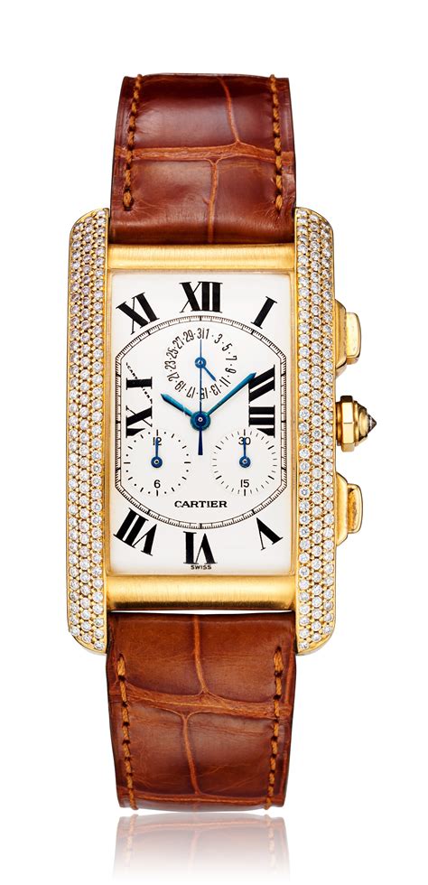 cartier tank americaine chronograph gold|Cartier Tank americaine with diamonds.